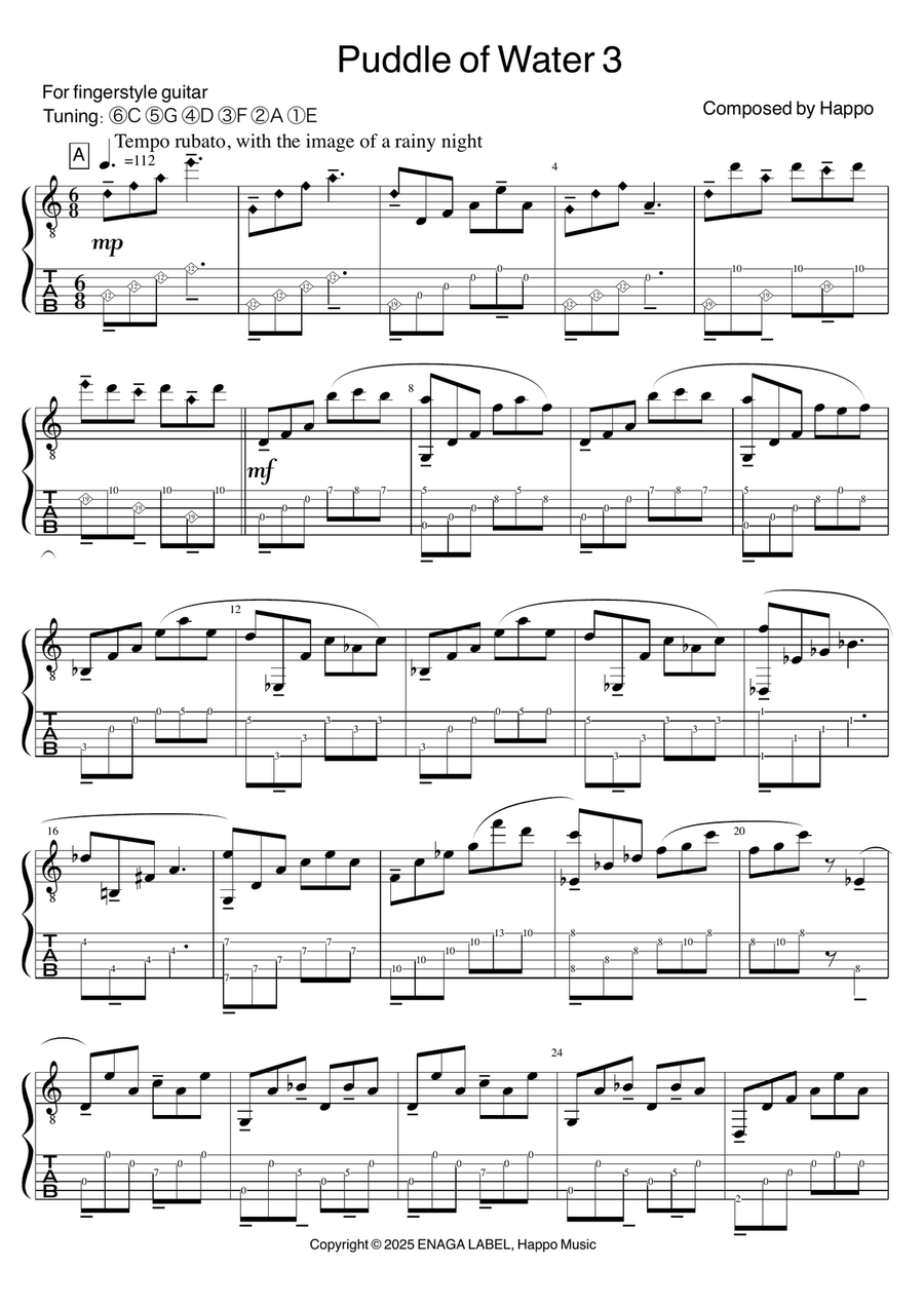Puddle of Water 3 Puddle of Water 3 Acoustic Guitar scores gallery preview page 1