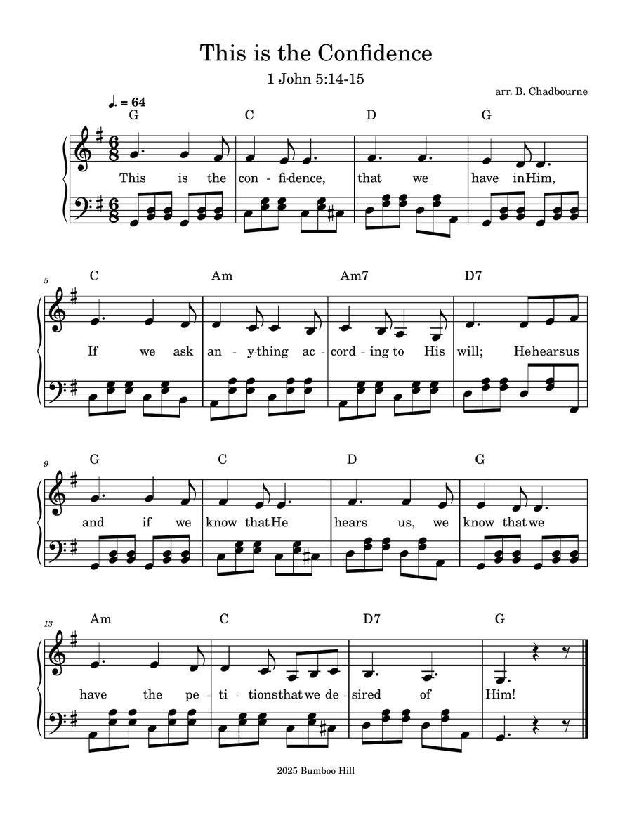 This is the Confidence (1 John 5:14-15) Piano, Vocal scores gallery preview page 1