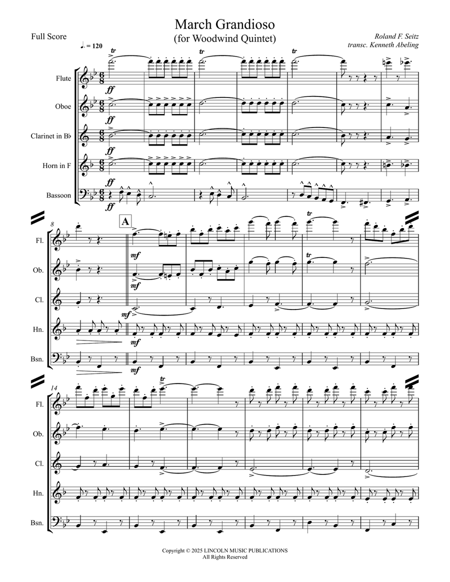 March Grandioso (for Woodwind Quintet) Woodwind Quintet scores gallery preview page 2