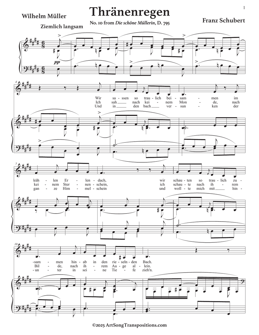 SCHUBERT: Thränenregen, D. 795 no. 10 (transposed to E major) by Franz Schubert Piano, Vocal - Digital Sheet Music page 2