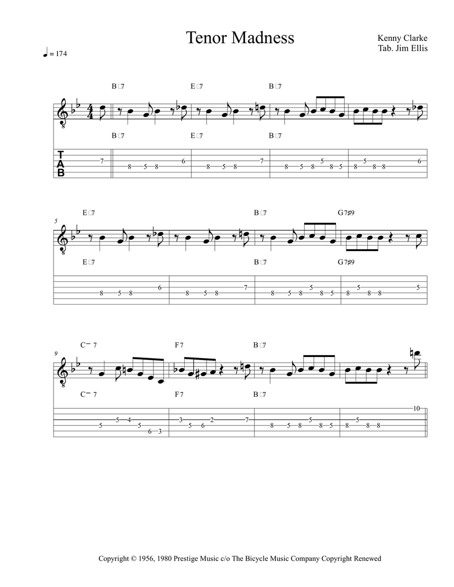 Tenor Madness Tenor Madness Electric Guitar scores gallery preview page 1