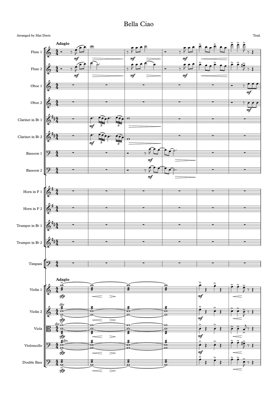 Bella Ciao Bella Ciao Chamber Orchestra scores gallery preview page 1