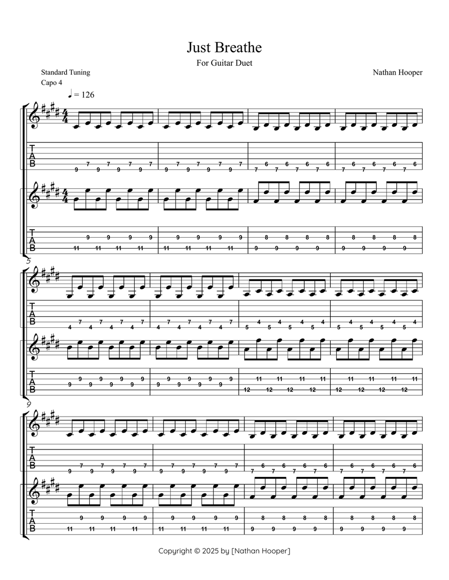 Just Breathe Acoustic Guitar scores gallery preview page 1