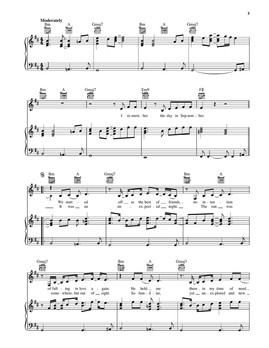 September Piano, Vocal, Guitar - Digital Sheet Music page 2