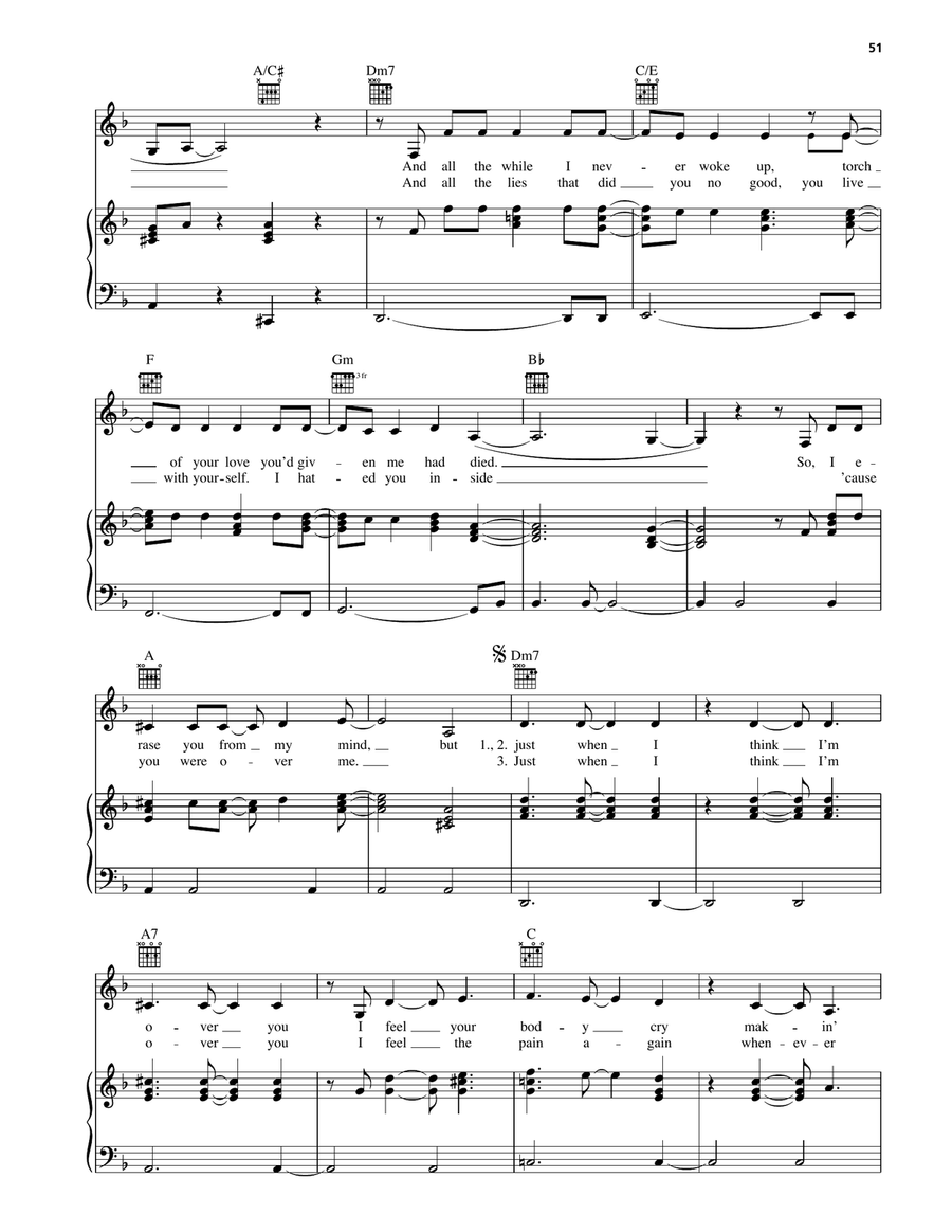 Just When I Think I'm Over You Piano, Vocal, Guitar scores gallery preview page 2