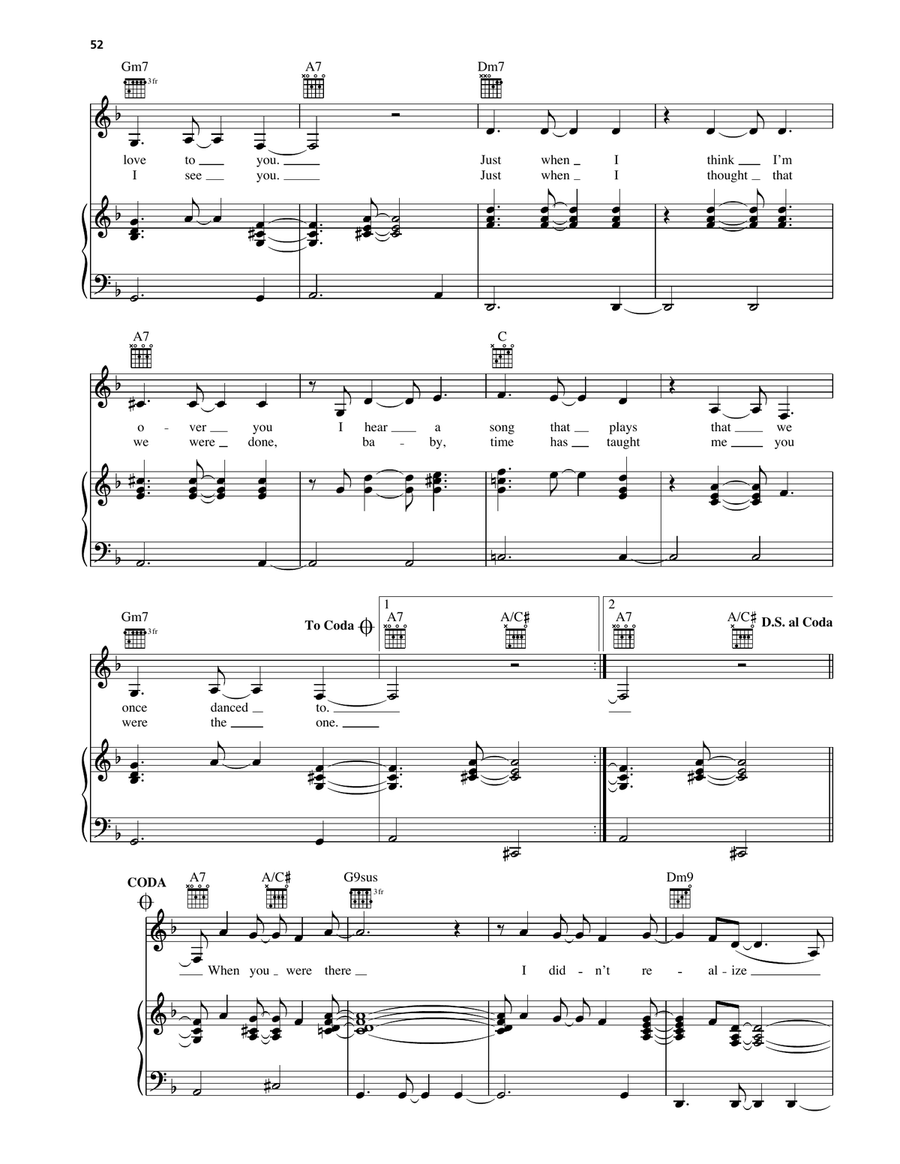 Just When I Think I'm Over You Piano, Vocal, Guitar scores gallery preview page 3
