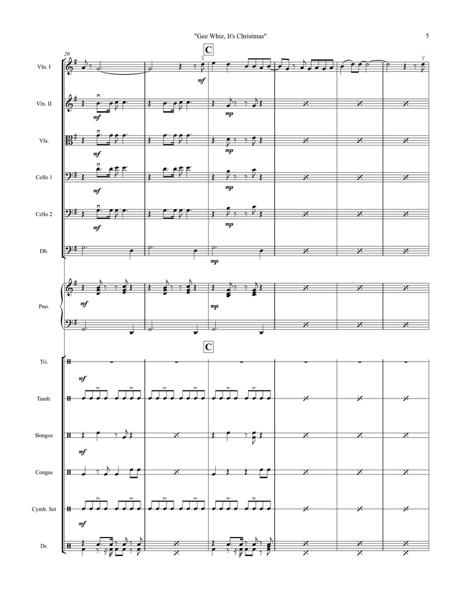 Gee Whiz, It's Christmas String Orchestra scores gallery preview page 5