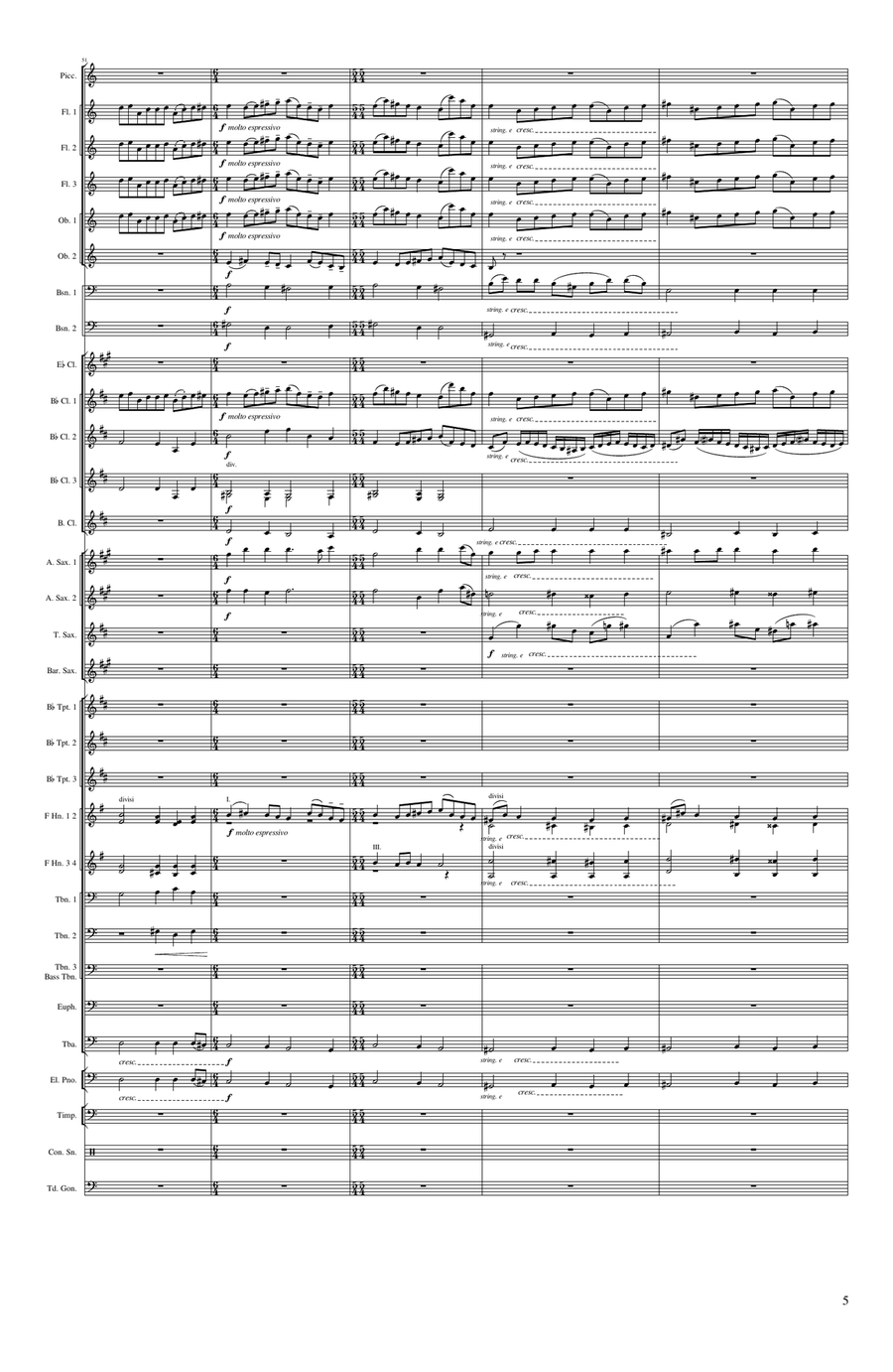 Dawn from Symphony No. 5 (easier) Concert Band scores gallery preview page 5