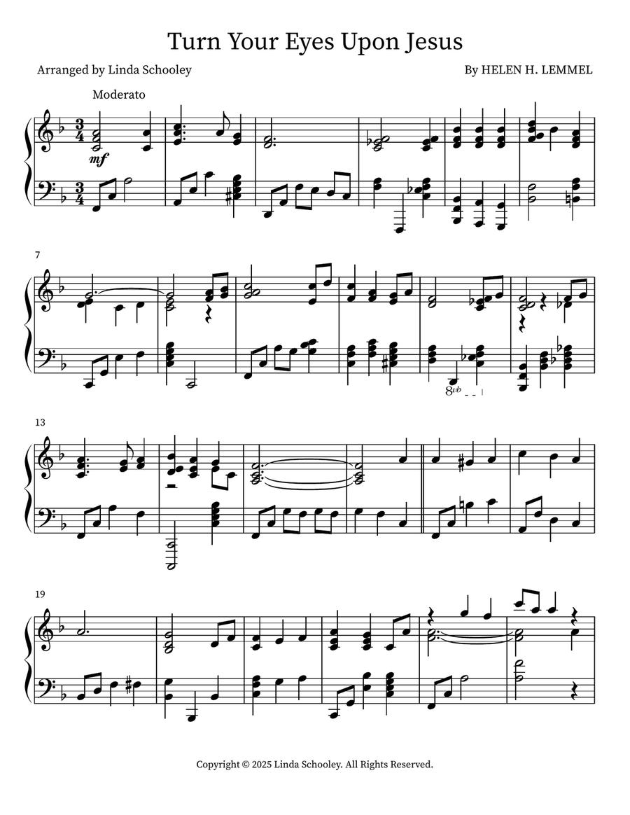 Turn Your Eyes Upon Jesus Piano Solo scores gallery preview page 1
