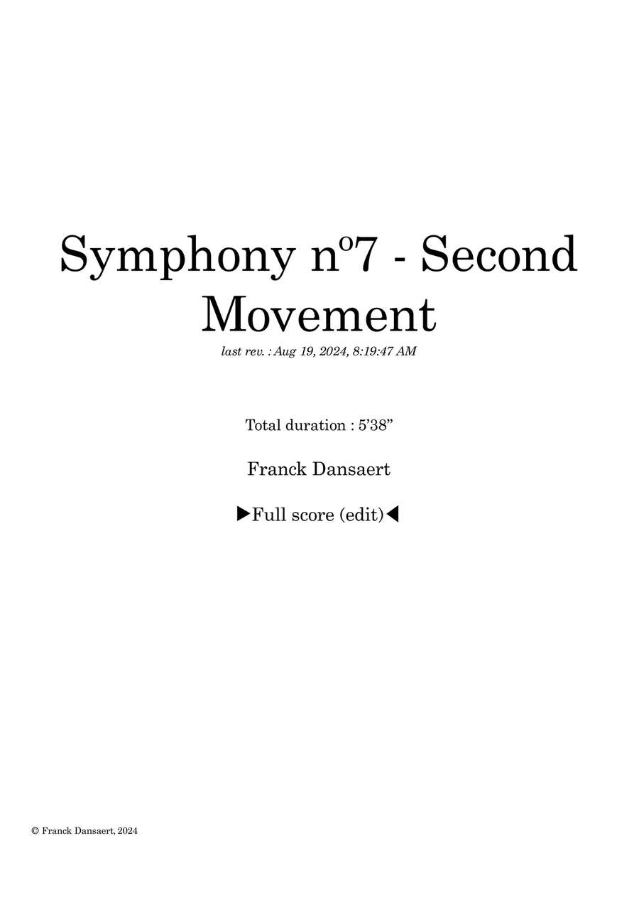 Symphony nº7 (second movement) - Score Only Full Orchestra scores gallery preview page 1