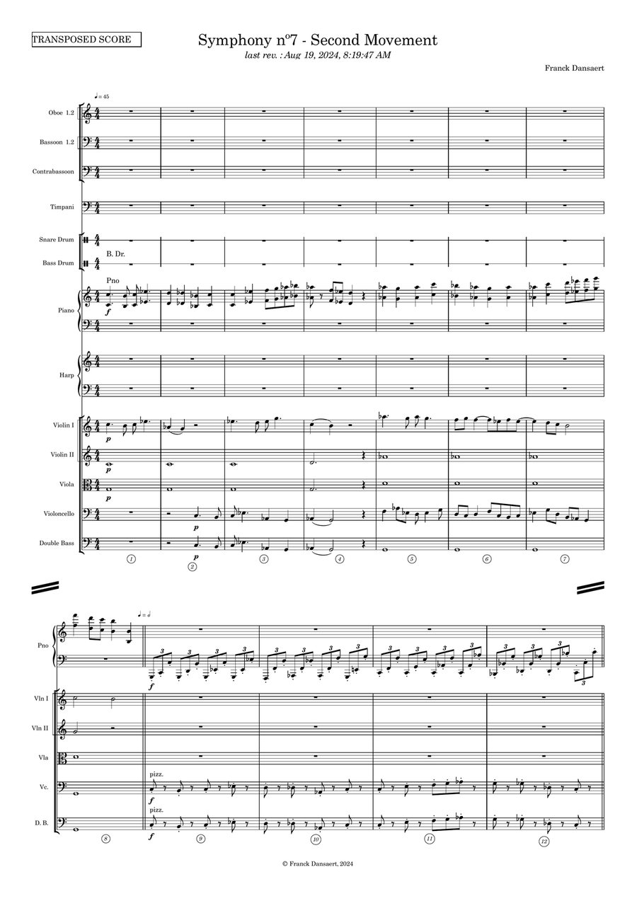 Symphony nº7 (second movement) - Score Only Full Orchestra scores gallery preview page 2