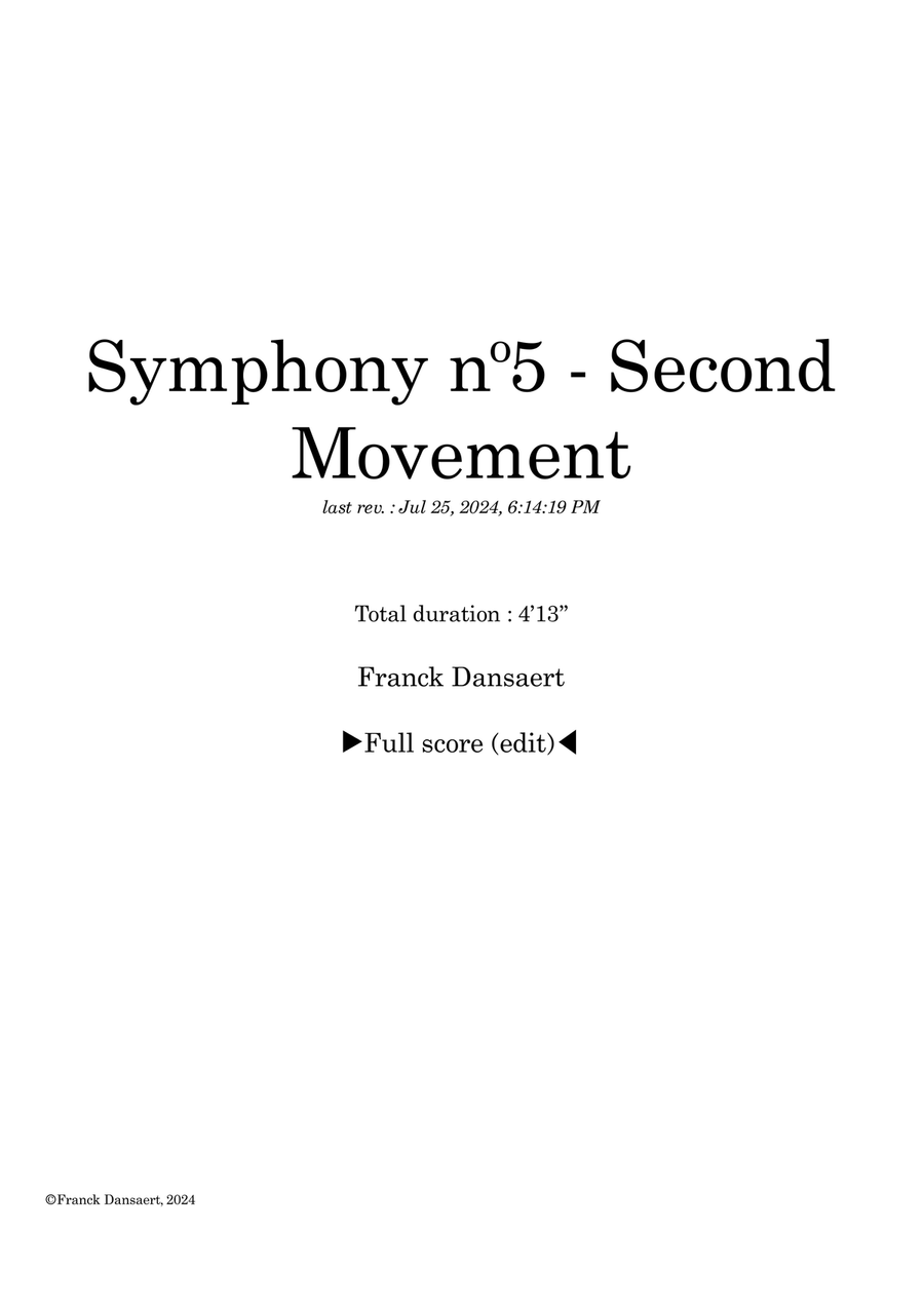 Symphony nº5 (second movement) - Score Only Full Orchestra scores gallery preview page 1
