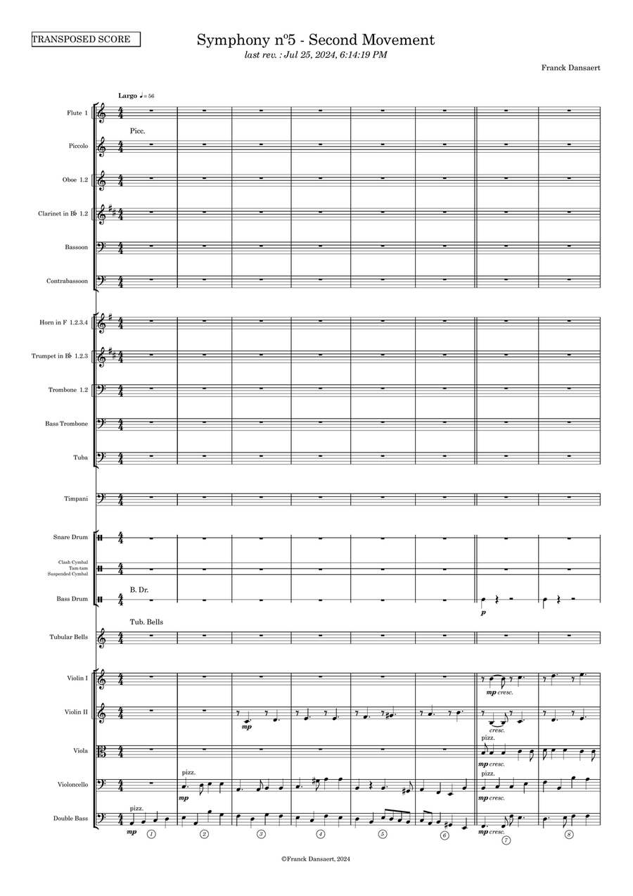 Symphony nº5 (second movement) - Score Only Full Orchestra scores gallery preview page 2
