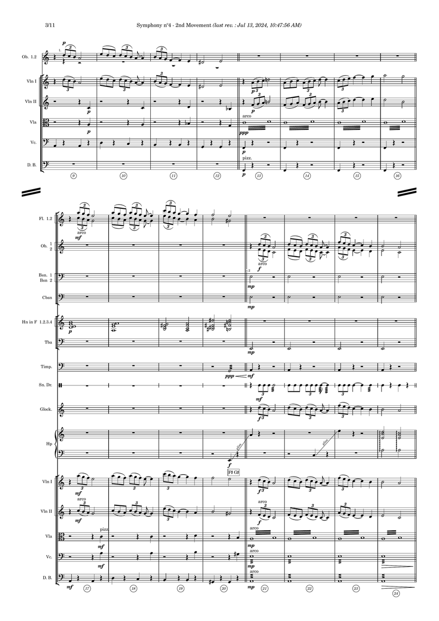 Symphony nº4 (second movement) - Score Only Full Orchestra scores gallery preview page 2