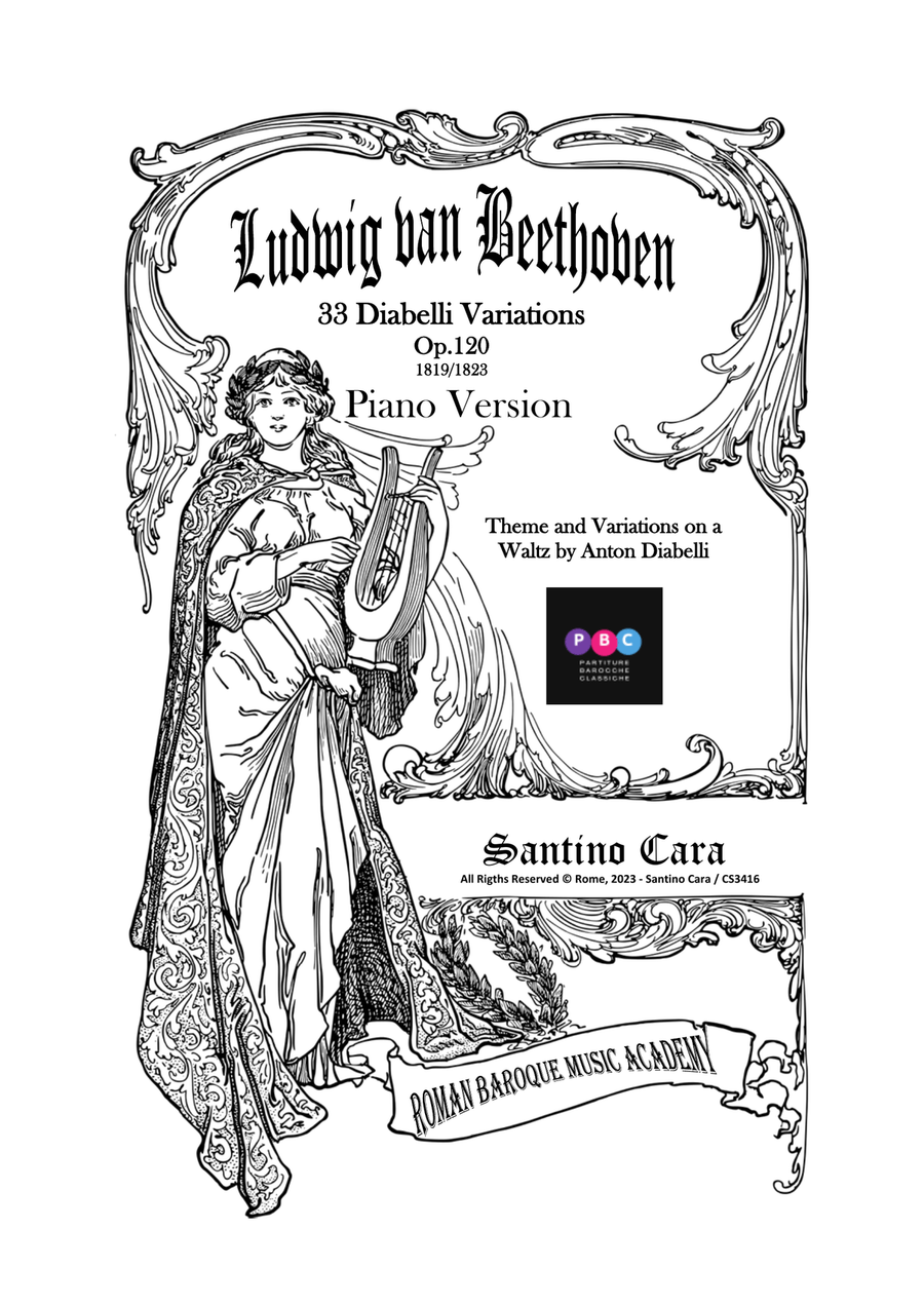 Beethoven - 33 Diabelli Variations in C major Op.120 for Piano Piano Solo scores gallery preview page 1