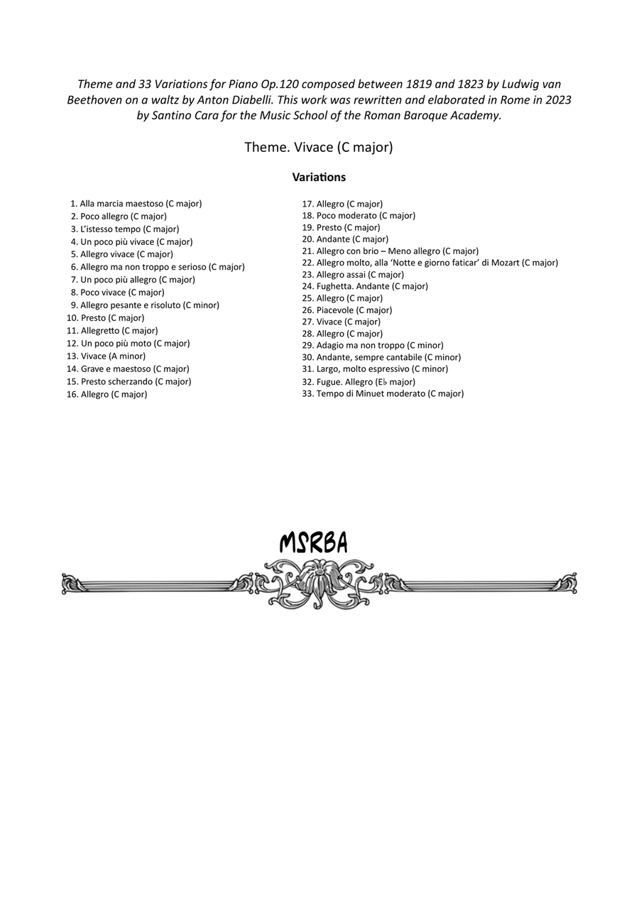 Beethoven - 33 Diabelli Variations in C major Op.120 for Piano Piano Solo scores gallery preview page 2