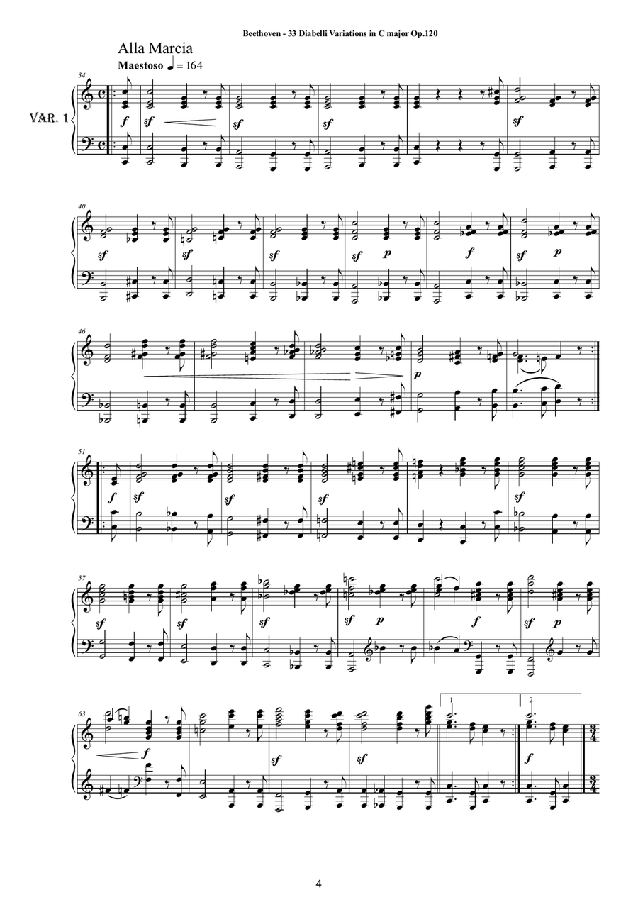 Beethoven - 33 Diabelli Variations in C major Op.120 for Piano Piano Solo scores gallery preview page 4