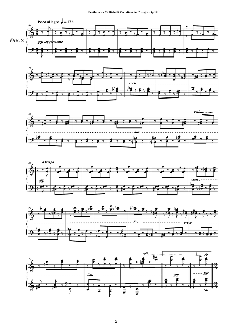 Beethoven - 33 Diabelli Variations in C major Op.120 for Piano Piano Solo scores gallery preview page 5