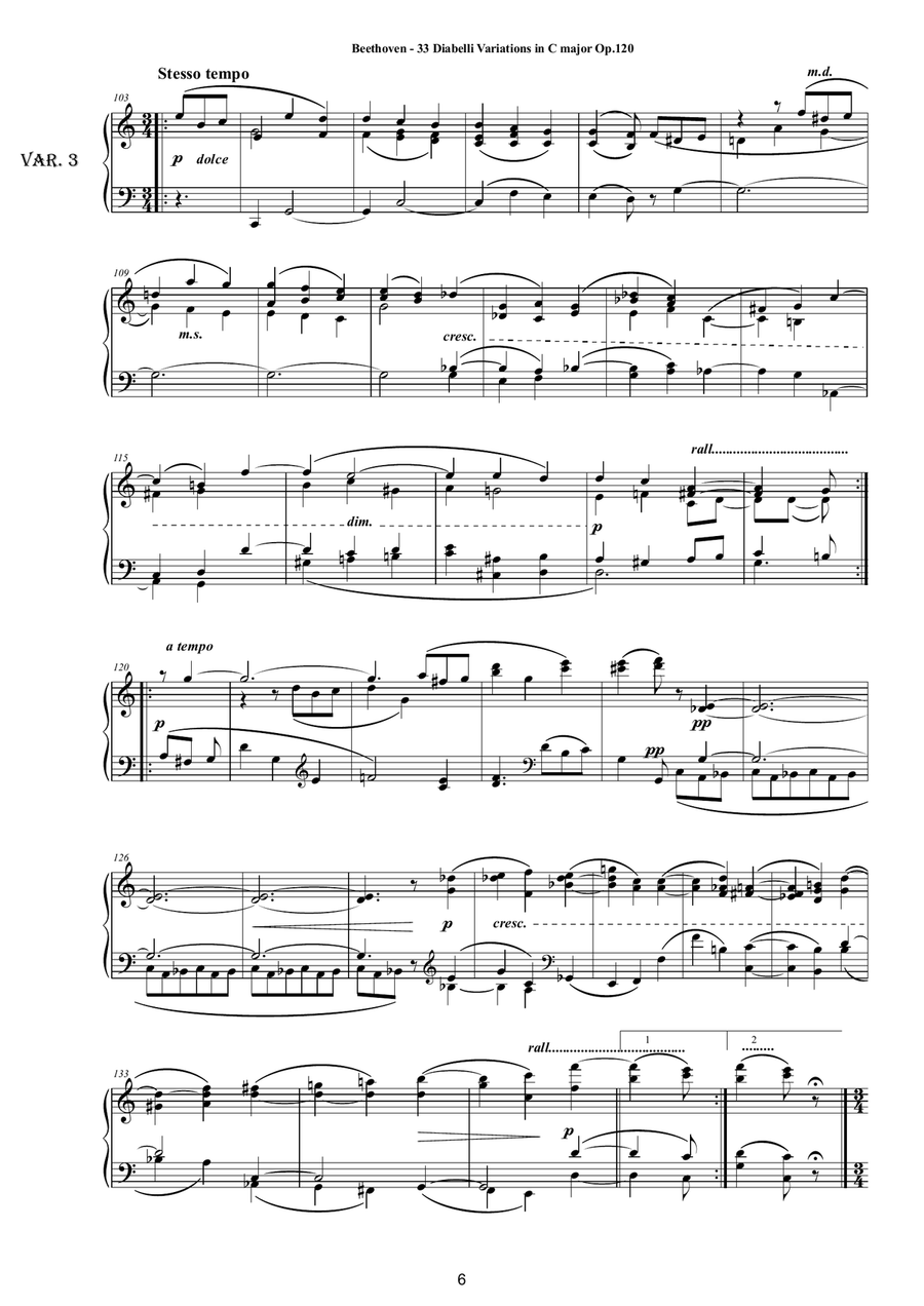 Beethoven - 33 Diabelli Variations in C major Op.120 for Piano Piano Solo scores gallery preview page 6