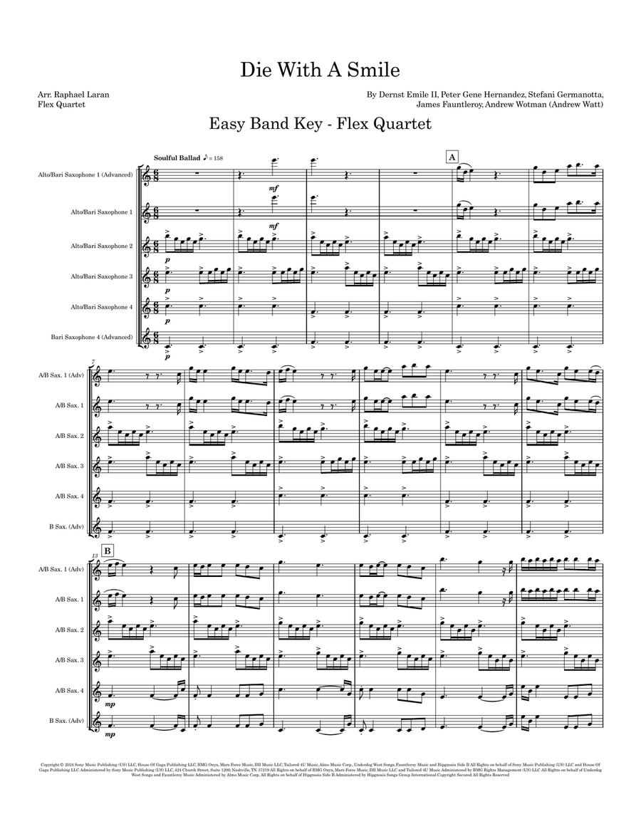 Die With A Smile Small Ensemble scores gallery preview page 1