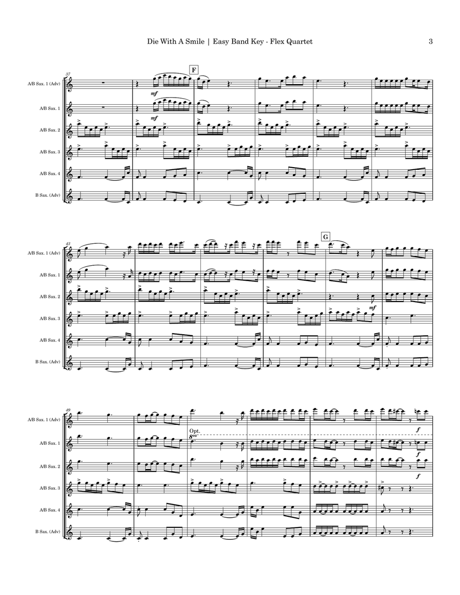 Die With A Smile Small Ensemble scores gallery preview page 3