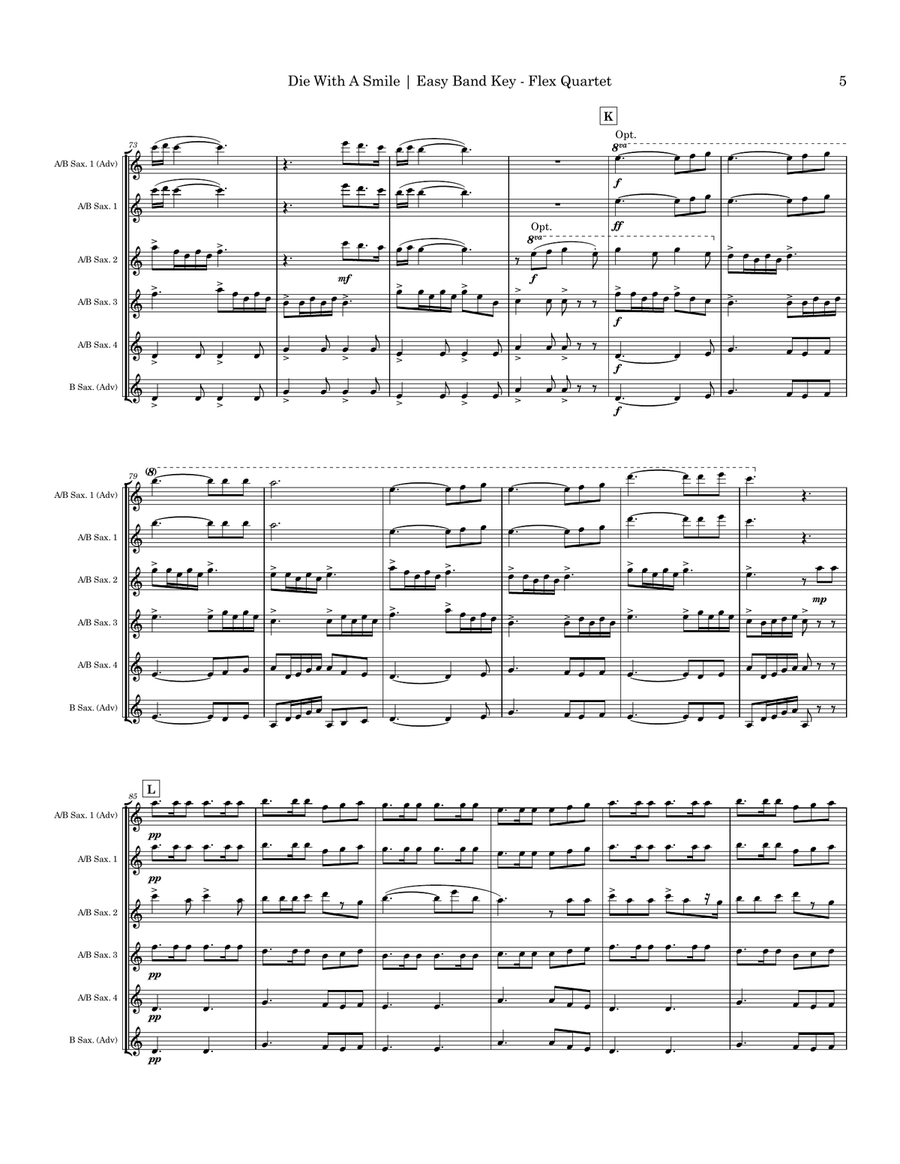 Die With A Smile Small Ensemble scores gallery preview page 5