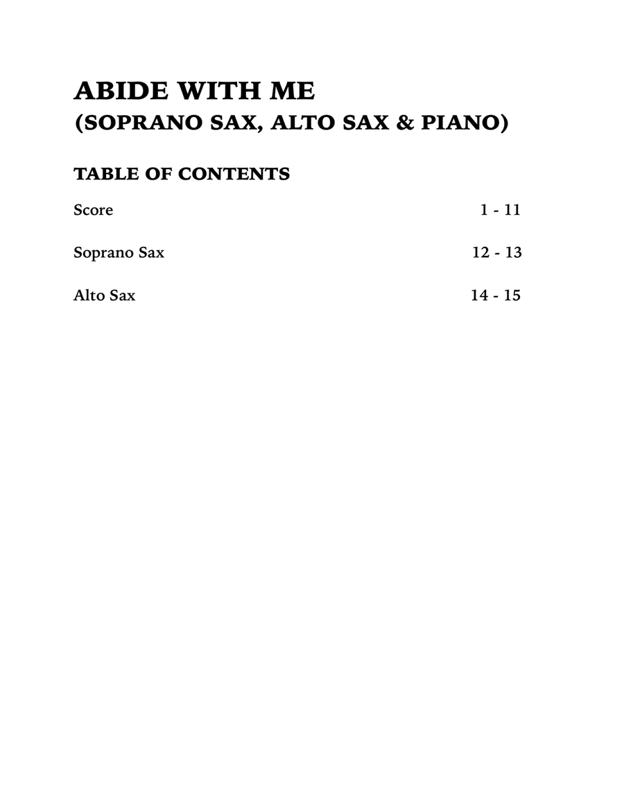 Abide With Me (Trio for Soprano Sax, Alto Sax and Piano) Small Ensemble scores gallery preview page 4