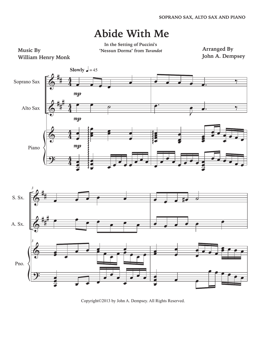 Abide With Me (Trio for Soprano Sax, Alto Sax and Piano) Small Ensemble scores gallery preview page 5