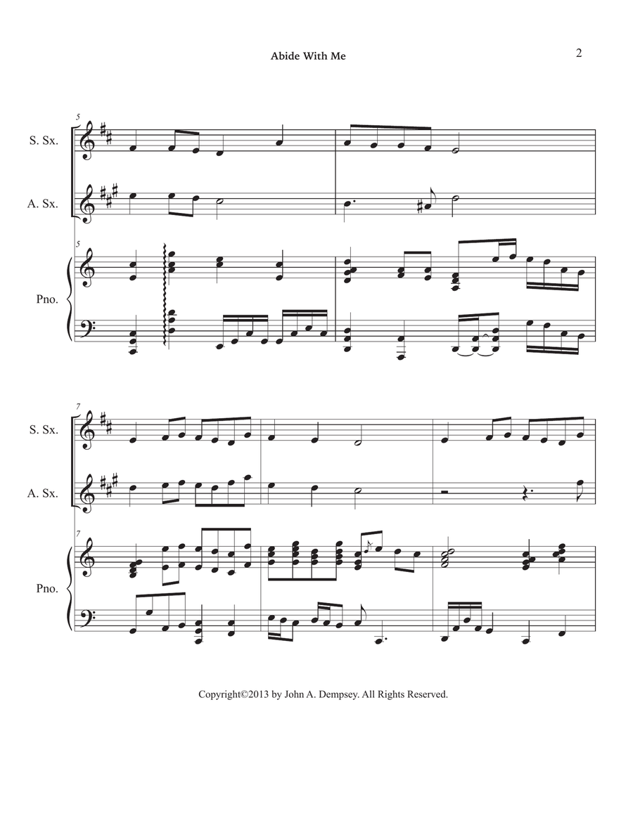 Abide With Me (Trio for Soprano Sax, Alto Sax and Piano) Small Ensemble scores gallery preview page 6