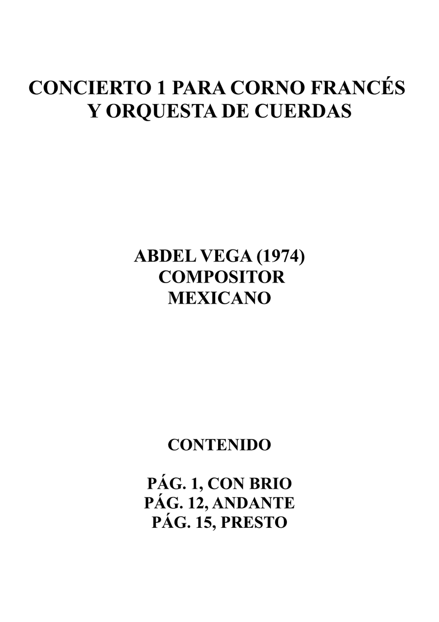Concierto para Corno Francés y Orquesta de Cuerdas (Horn) (Trompa) String Orchestra scores gallery preview page 2
