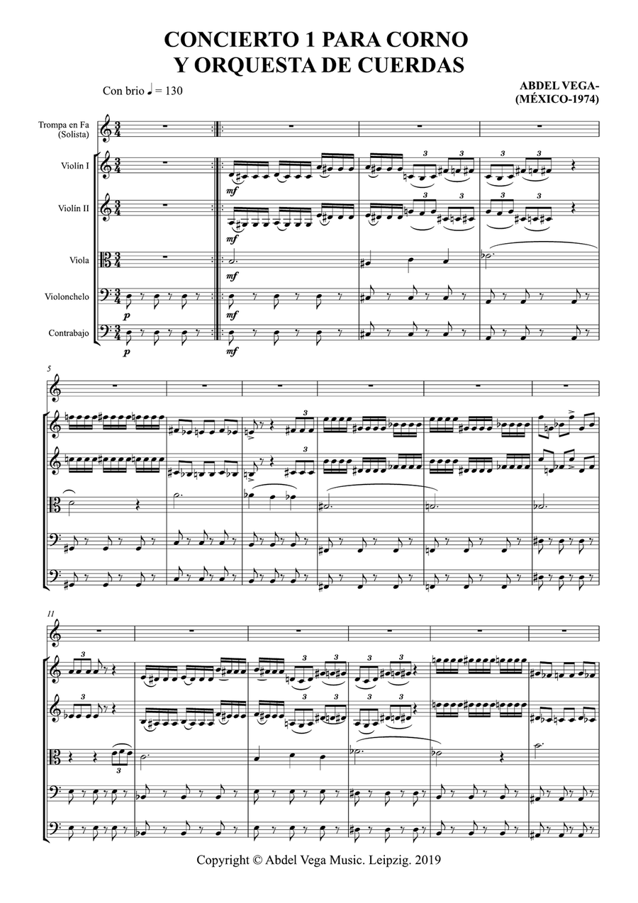 Concierto para Corno Francés y Orquesta de Cuerdas (Horn) (Trompa) String Orchestra scores gallery preview page 3