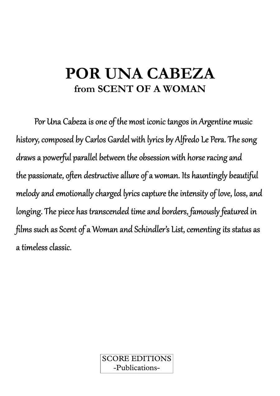 Por Una Cabeza – Carlos Gardel (for Baritone Saxophone & Piano) Baritone Saxophone scores gallery preview page 3
