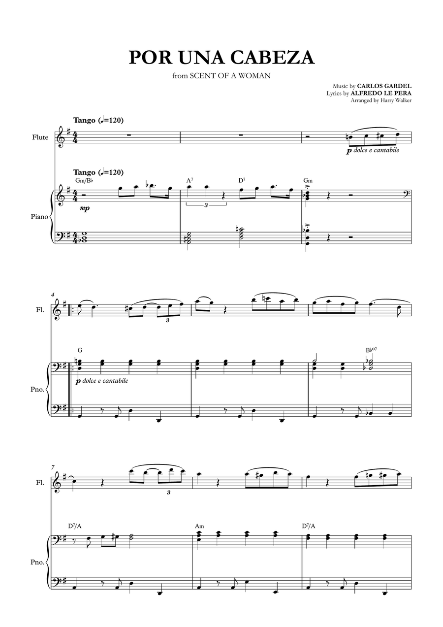 Por Una Cabeza – Carlos Gardel (for Flute & Piano) Flute Solo scores gallery preview page 4