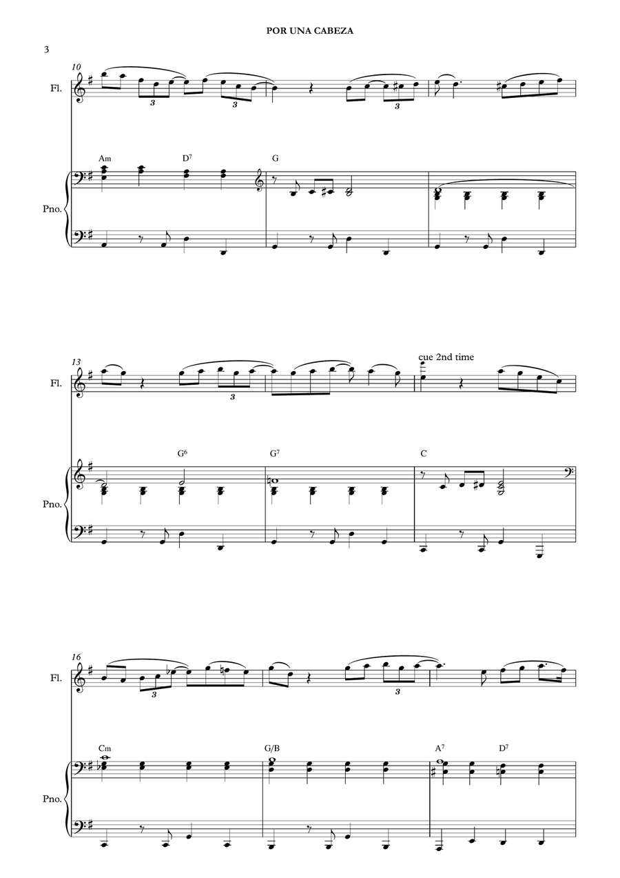 Por Una Cabeza – Carlos Gardel (for Flute & Piano) Flute Solo scores gallery preview page 5