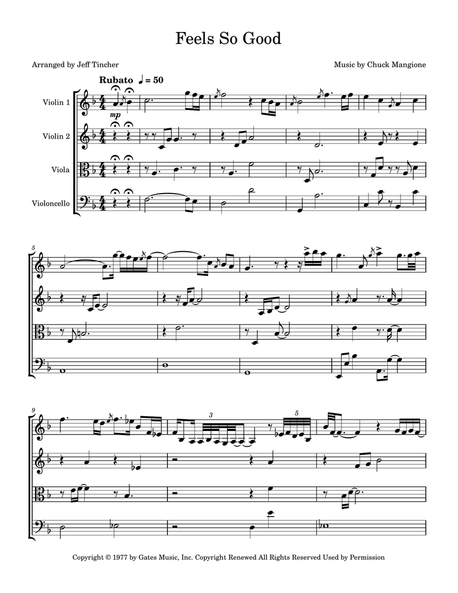 Feels So Good String Quartet scores gallery preview page 2
