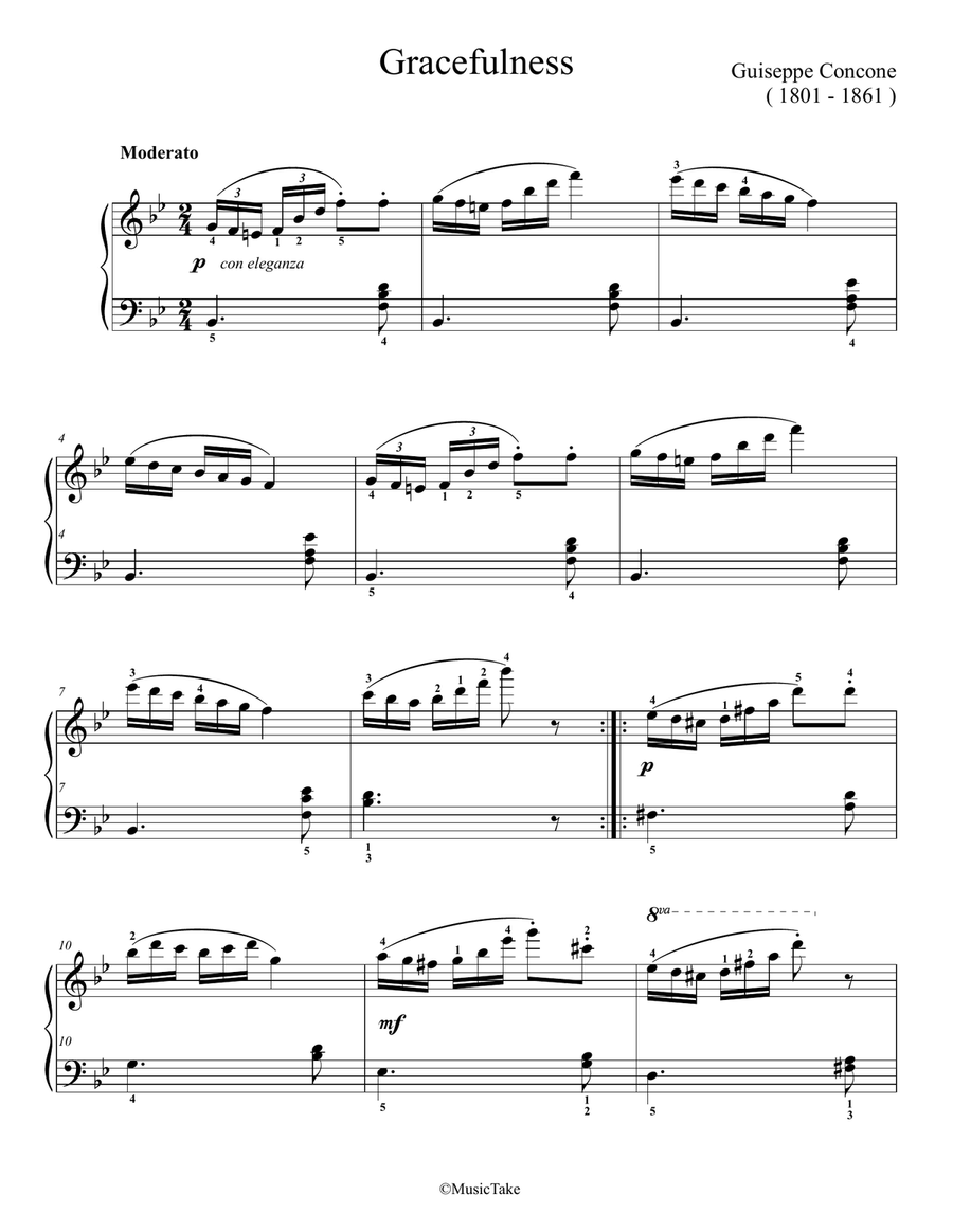 Concone Gracefulness Concone Gracefulness Easy Piano scores gallery preview page 1