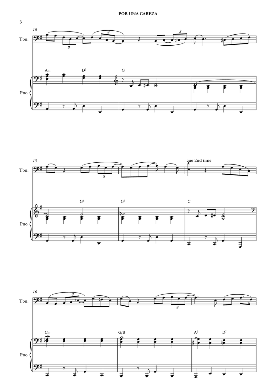 Por Una Cabeza – Carlos Gardel (for Trombone & Piano) Piano scores gallery preview page 5