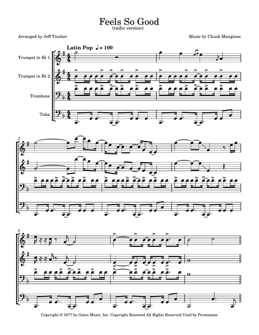 Feels So Good Brass Quartet scores gallery preview page 2