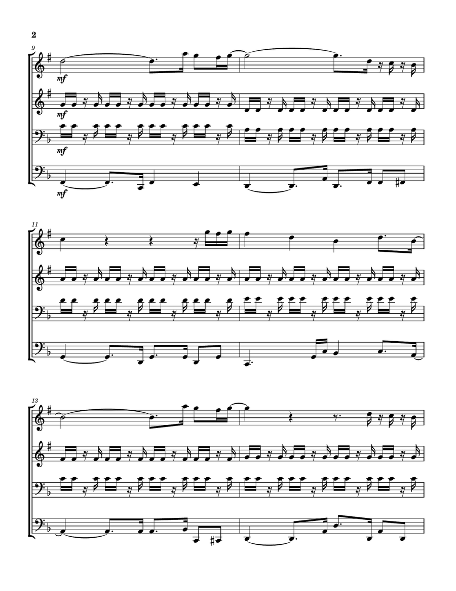 Feels So Good Brass Quartet scores gallery preview page 3