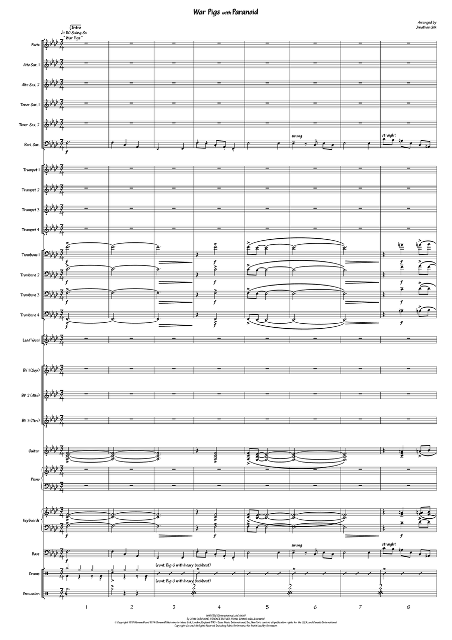 Medley: War Pigs (Interpolating Luke's Wall) with Paranoid Jazz Ensemble scores gallery preview page 1