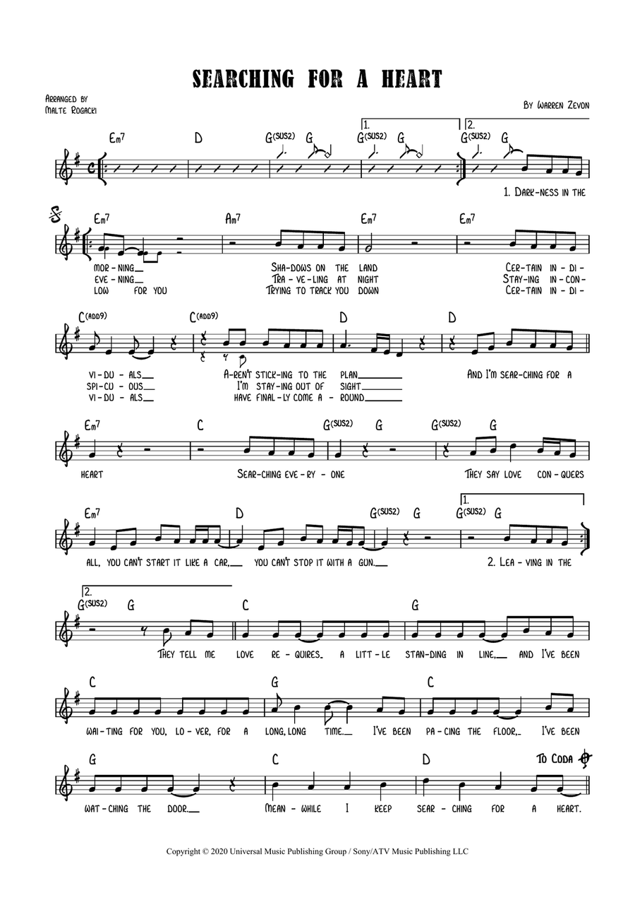 Searching For A Heart Searching For A Heart Piano scores gallery preview page 1