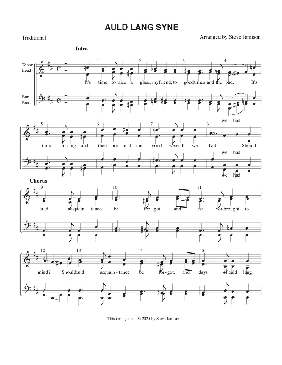 Auld Lang Syne Auld Lang Syne SSAA scores gallery preview page 1