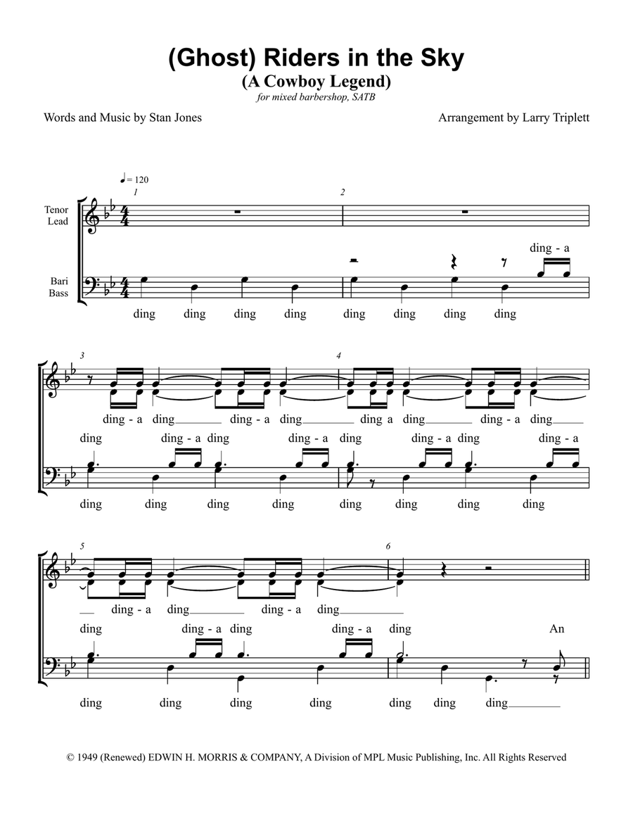 (Ghost) Riders In The Sky (A Cowboy Legend) 4-Part scores gallery preview page 1