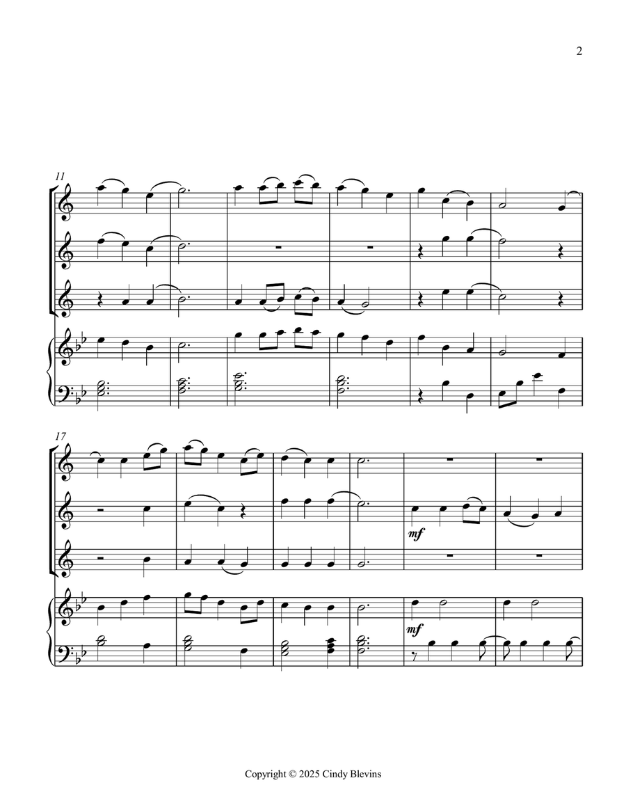 Be Thou My Vision, for Three Clarinets and Piano Small Ensemble scores gallery preview page 3