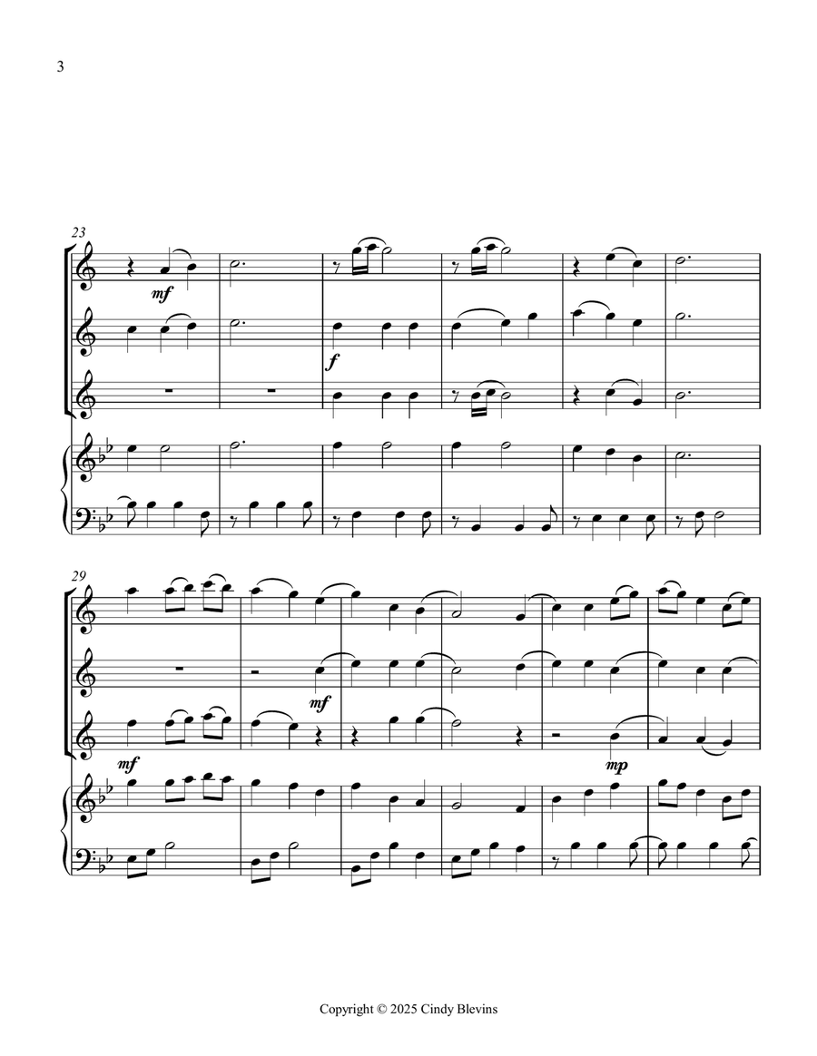 Be Thou My Vision, for Three Clarinets and Piano Small Ensemble scores gallery preview page 4