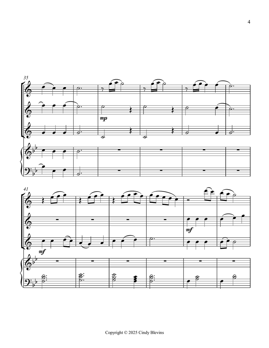Be Thou My Vision, for Three Clarinets and Piano Small Ensemble scores gallery preview page 5