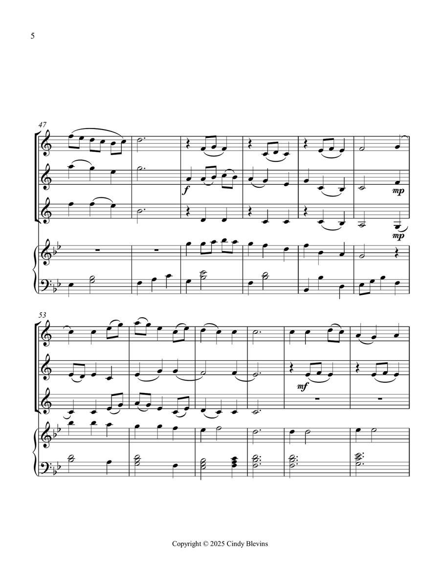 Be Thou My Vision, for Three Clarinets and Piano Small Ensemble scores gallery preview page 6