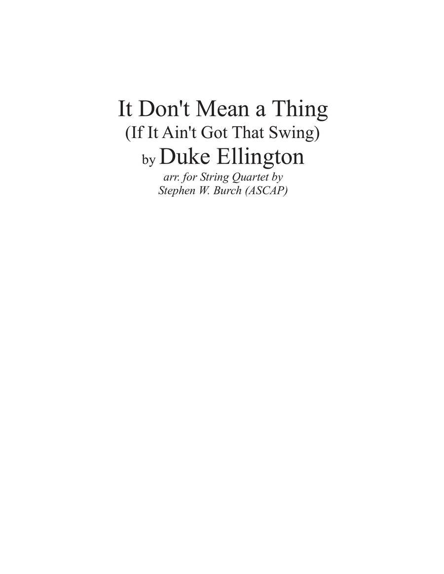 It Don't Mean A Thing (If It Ain't Got That Swing) String Quartet scores gallery preview page 1