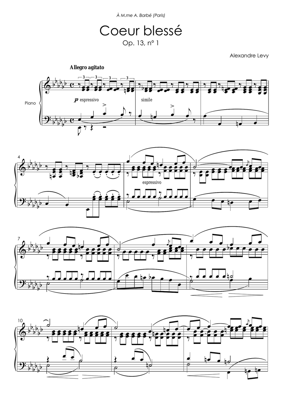 Coeur blessé Op. 13, no 1 Chamber Music scores gallery preview page 1