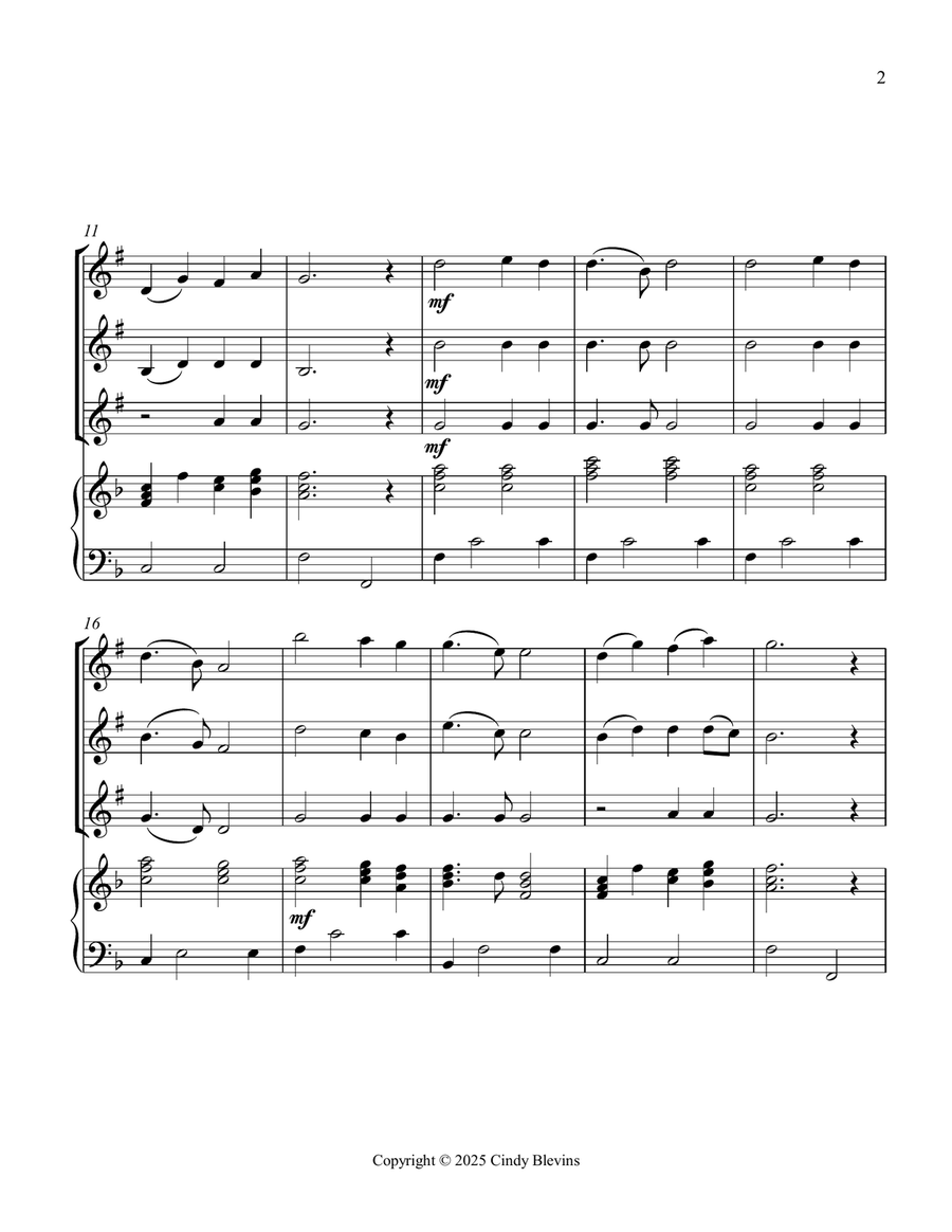 Nearer, My God, to Thee, for Three Clarinets and Piano Small Ensemble scores gallery preview page 3